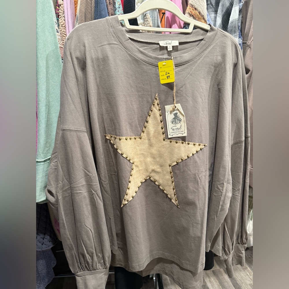 Clay color suede Star-Embellished Sweatshirt